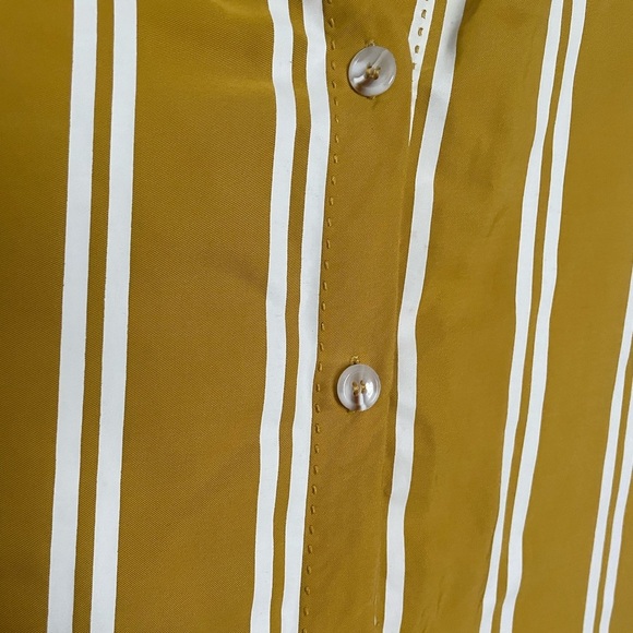 Anthropologie SANCIA Striped Mustard Flutter Sleeve Dress - Picture 6 of 12